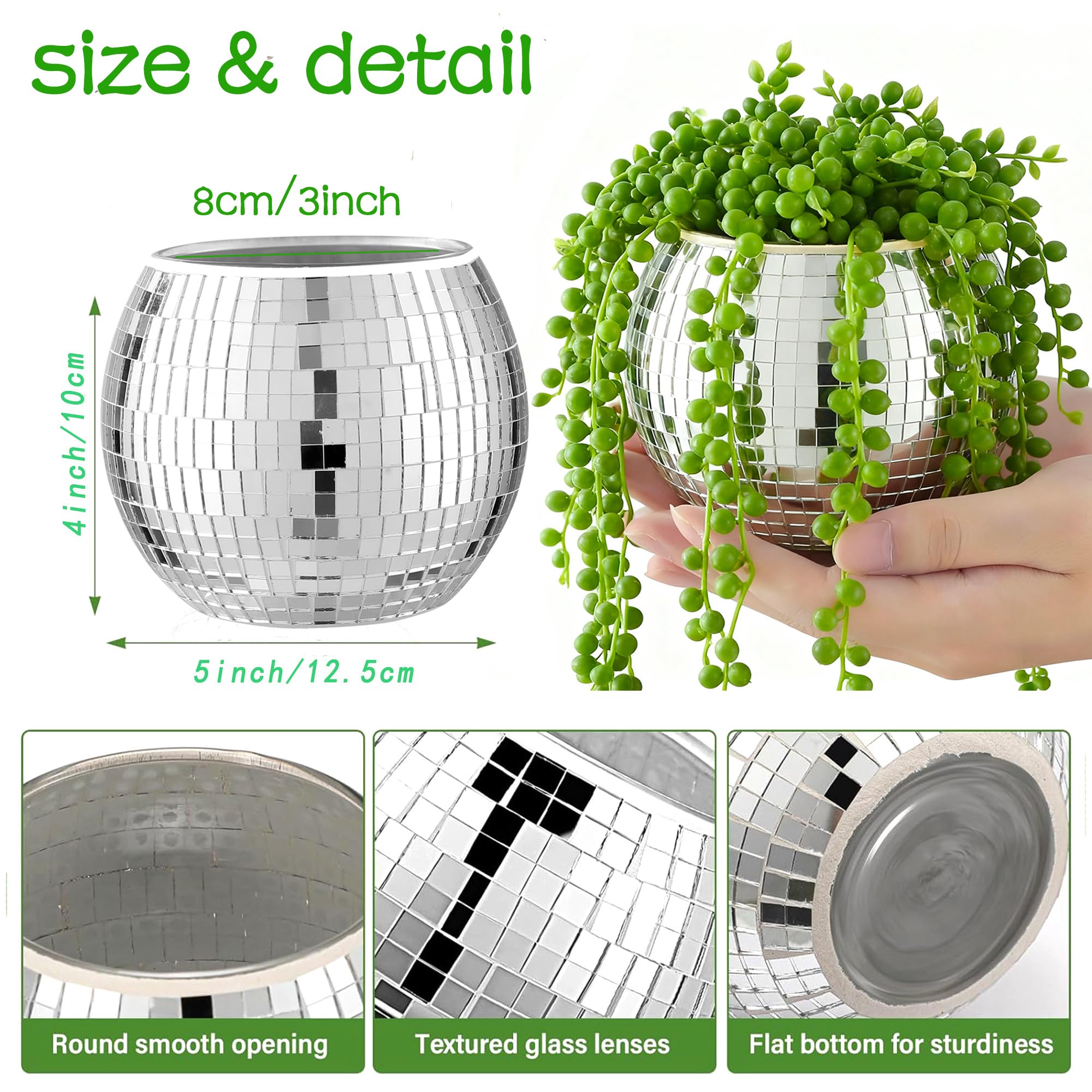 Qiumyanlod Disco Ball Planter,Disco Ball Vase,Disco Ball Flower
